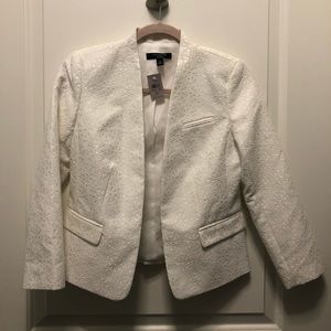 Ann Taylor Lace Eyelet Cream Light Blazer 0P